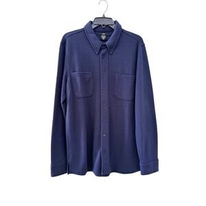 Navy Blue Button Up Overshirt Men’s Long Sleeve Casual Shirt Jacket Size medium